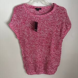 NWT Esmara loose knot, red/white loose marbled knit short sleeve sweater Size XS